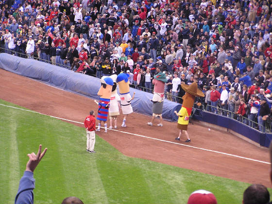 The Sausages warm up for the Race, Miller Park